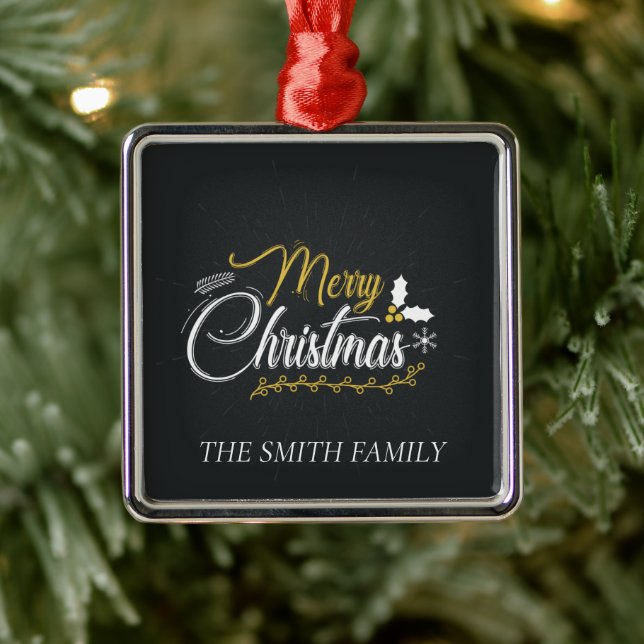 Ornamento metálico negro de ouro elegante (Árvore)