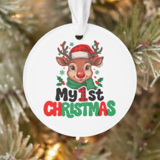 Ornamento Meu 1º Rena de Natal Xadrez Búfalo Bebê Natal