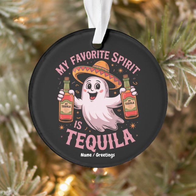 Ornamento Meu Espírito Favorito É Tequila Halloween Bebendo  (Árvore)