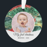 Ornamento Meu primeiro aniversário de natal brilhou<br><div class="desc">O meu primeiro aniversário de natal,  Ornament Glitter.</div>