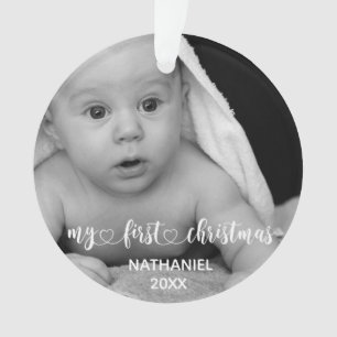 Ornamento Meu Primeiro Natal Bebê Recém-Nascido Foto Manusc