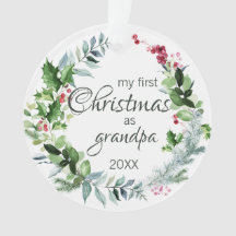 Meu Primeiro Natal como vovô Moderno Wreath Holly
