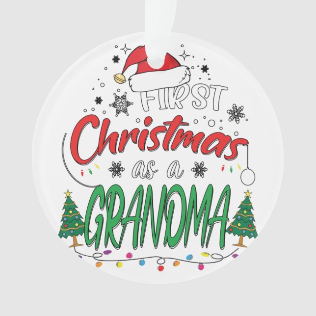 Ornamento Meu Primeiro Natal Como Vovó Nova Avó Engraçada (Frente)