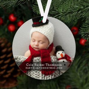 Ornamento Meu Primeiro Natal Faixa Preta Personalizada Foto 