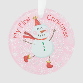 Ornamento Meu Primeiro Natal Foto De Bebê Snowman Flocos De