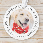Ornamento Meu Primeiro Natal para sempre - Foto Moderna de P<br><div class="desc">Este design simples e clássico é composto por tipografia serif e adiciona uma foto personalizada. "Meu Primeiro Natal em minha casa para sempre" rodeia a foto personalizada.</div>