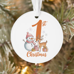 Ornamento Meu Primeiro Natal Veado Rosa Natal Menina Boneco