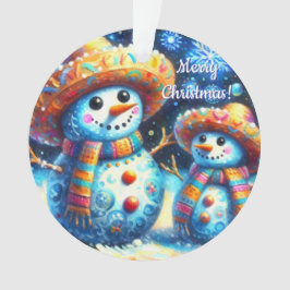Ornamento Mexicanos de Arte Folclórica Snowman Pessoas de ne