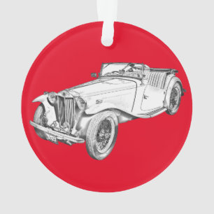 Ornamento MG - Ilustração de Carro Desportivo Antiquado Co