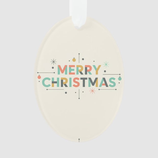 Ornamento Mid-Century Merry Christmas – Retro Style (Frente)