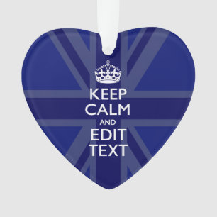 Ornamento Midnight Blue Keep Calm Have Your Text Union Jack