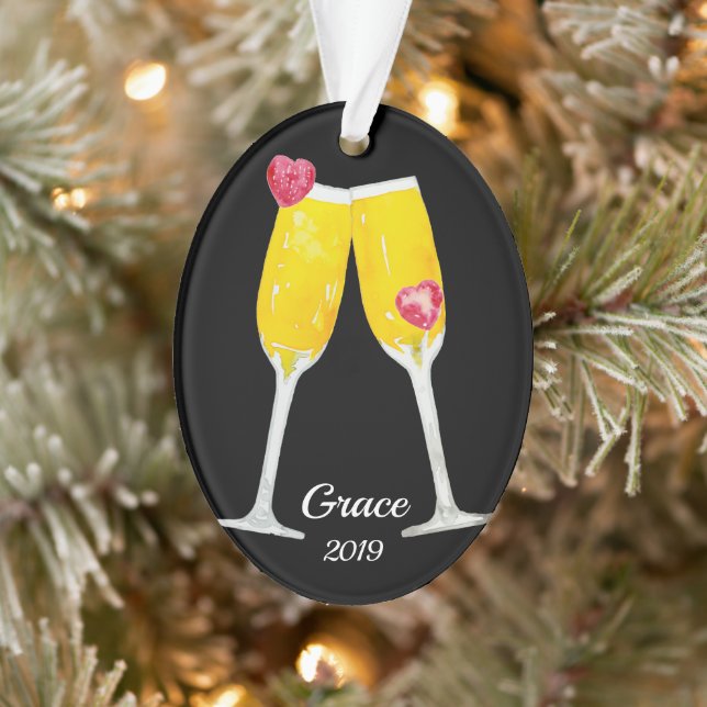 Ornamento Mimosas Toasting Flutes Personalizadas (Árvore)