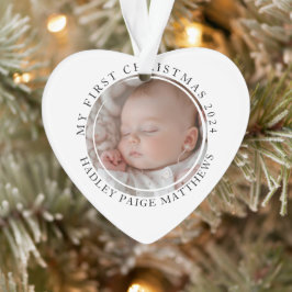 Ornamento Minha primeira foto de bebê personalizada de Natal
