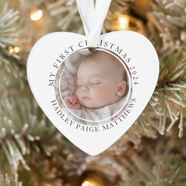 Ornamento Minha primeira foto de bebê personalizada de Natal (Árvore)