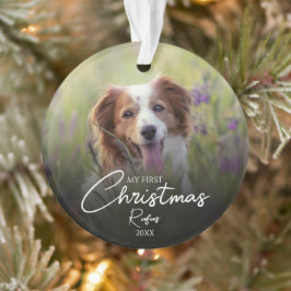 Ornamento Minha Primeira Foto de Natal do Pet com Grafia Ele