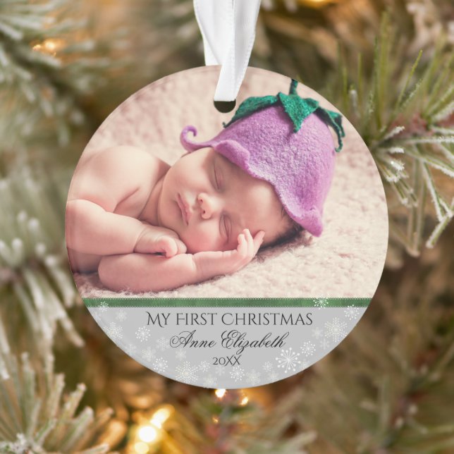 Ornamento Minha Primeira Foto De Natal - Flocos De Neve (Árvore)