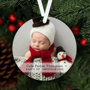 Ornamento Minha Primeira Natal Faixa Branca Foto Personaliza