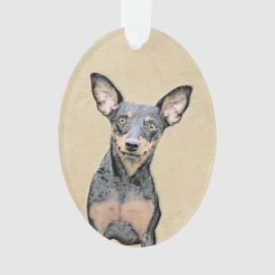 Ornamento Miniatura Pinscher Pintando Bela Arte Original de