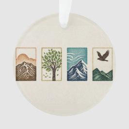 Ornamento Minimal Nature Set – Mountain & Tree Art