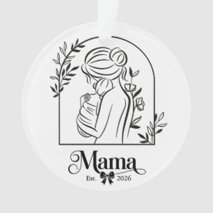 Ornamento Minimalista Preto e Branco 1º Dia das Mães Est.