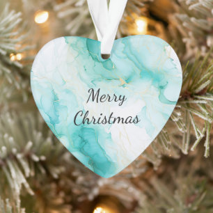 Ornamento Mint Aqua Pearl Dourado Marble