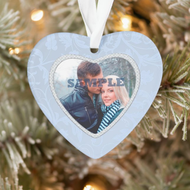 Ornamento Modelo de Foto do Diamond Azul Pastel (Árvore)