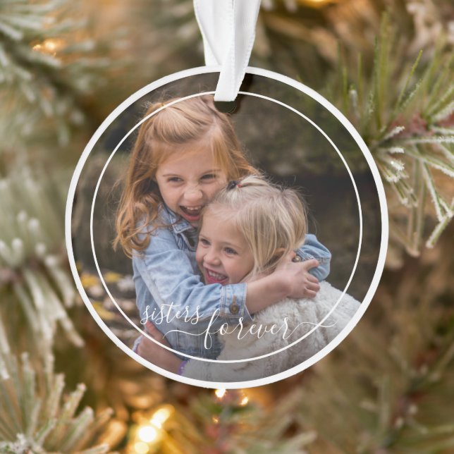 Ornamento Modelo de Foto Personalizado Irmãs Para Sempre (Árvore)