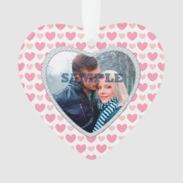 Ornamento Modelo de Fotografia de Corações Cor-de-Rosa Faux