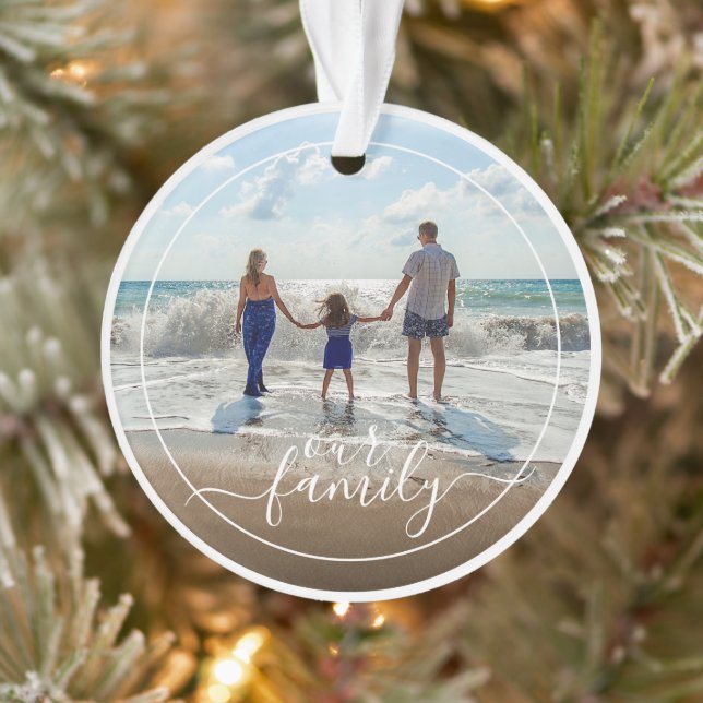 Ornamento Modelo Personalizado de Fotografia Nosso Texto Da  (Árvore)