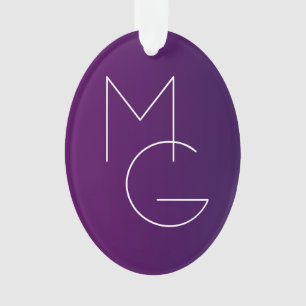 Ornamento Modern 2 Iniciais Roxo Fundo Sombreado Sutil