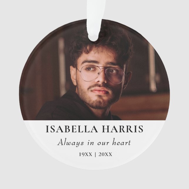 Ornamento Modern Elegant “In Loving Memory” Photo Ornament (Frente)