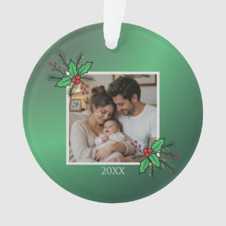 Ornamento Modern Floral Christmas Photo Frame