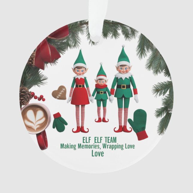 Ornamento Modern Premium Elf Team Acrylic Circle Ornament  (Frente)