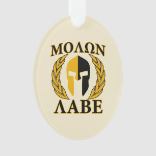 Ornamento Molon Labe Spartan Helmet Laurels Warm Beige