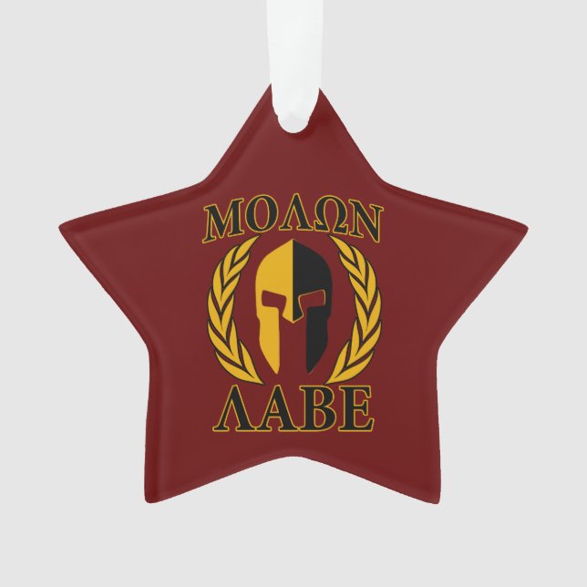 Ornamento Molon Labe Spartan Mask Laurels Burgundy Vermelho (Frente)