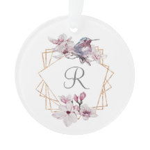 Monograma Cor-de-rosa Magnolias Brancas Douradas