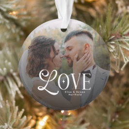 Ornamento Monograma de Casal de Foto de Noiva Personalizada