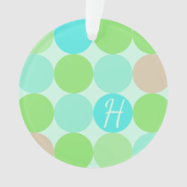 Ornamento Monograma de Círculos Verdes e Laranja Azul Turque