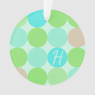 Ornamento Monograma de Círculos Verdes e Laranja Azul Turque