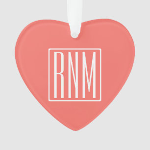 Ornamento Monograma de Iniciais   Branco Sobre O Coral