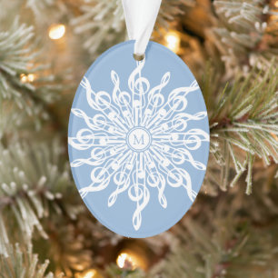 Ornamento Monograma de Notas de Música em Floco de Neve Bran