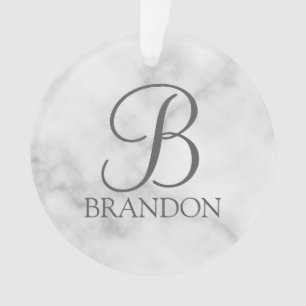 Ornamento Monograma e Nome Personalizados de Script de Ângul