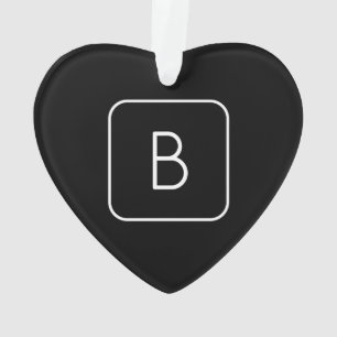 Ornamento Monograma inicial estilizado moderno   Branco e Pr