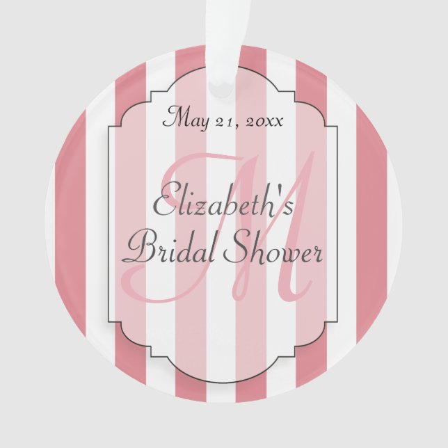 Ornamento Monograma inicial Personalizado em faixa rosa (Frente)