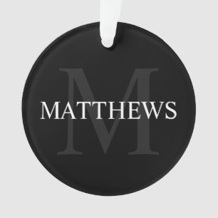 Ornamento Monograma Personalizado e Nome Preto