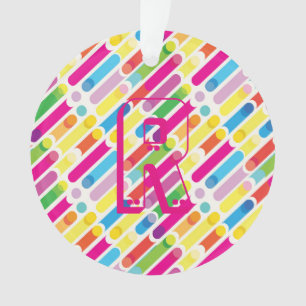Ornamento Monograma Rainbow Diagonal Lines, Pop
