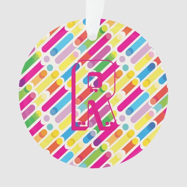 Ornamento Monograma Rainbow Diagonal Lines, Pop (Frente)
