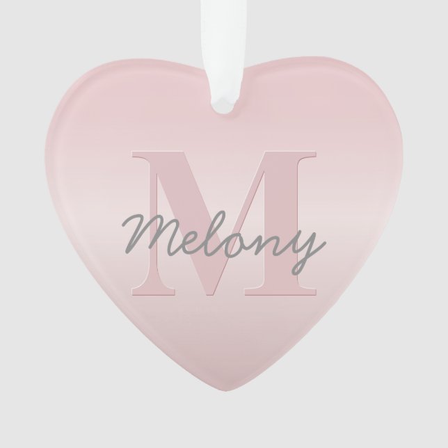 Ornamento Monograma Rosa Personalizável e Seu Script De Nome (Frente)