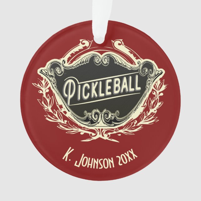 Ornamento Monogrammed personalizado de Pickleball (Frente)