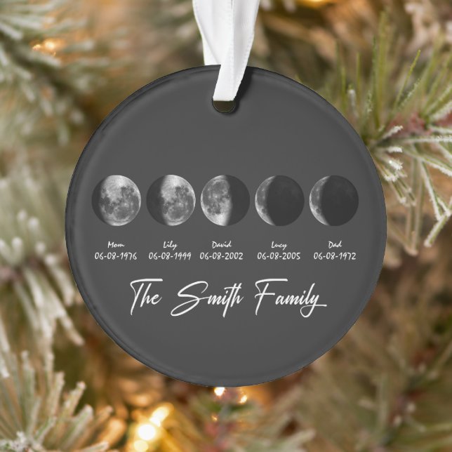 Ornamento Moon Phase The Smith Family – Custom Names & Dates (Árvore)